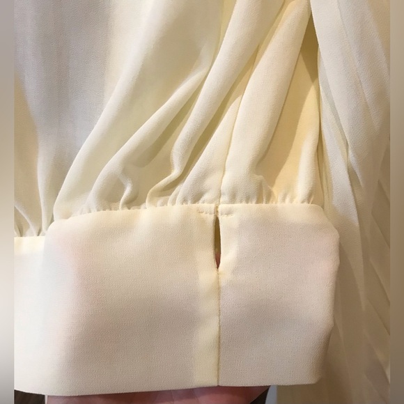 Accordion Bell Sleeve Deep V Multi Bow Tie Crop Warp Chiffon Blouse (S) - Picture 6 of 10